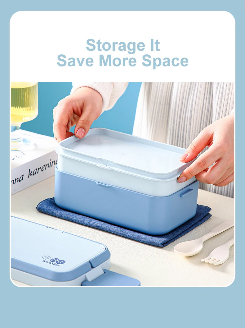 Eco-friendly Bamboo Fiber Lunch Box 3in1 Double Layer