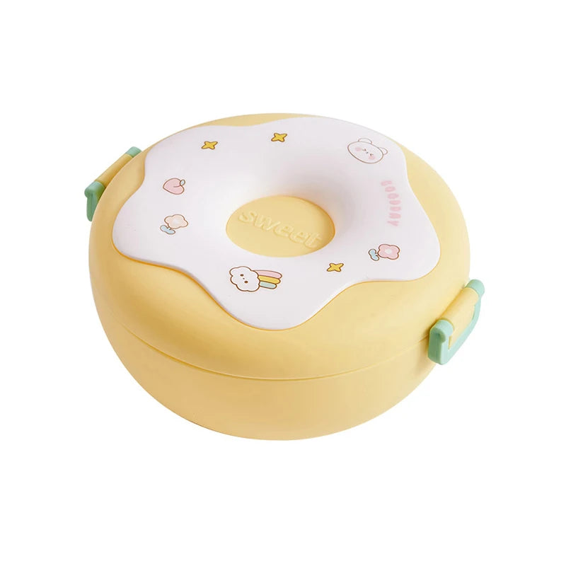 Cute Donut Shape Lunch Box – 3 Compartments