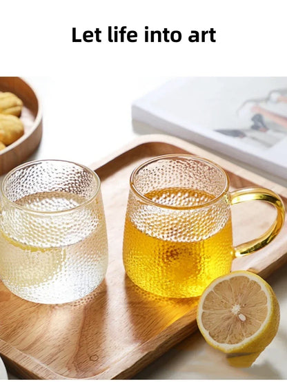350ml / 400ml Hammer Pattern Coffee & Tea Cup – Heat Resistant Glass Mug