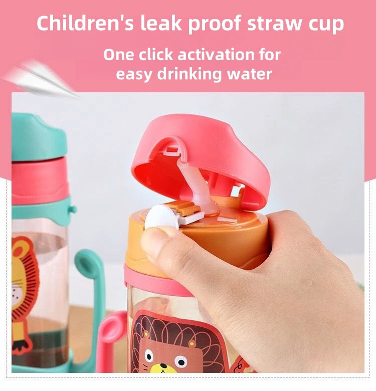 400ml Kids Water Sippy Cup – Portable Children’s Water Bottle with Straw & Handle