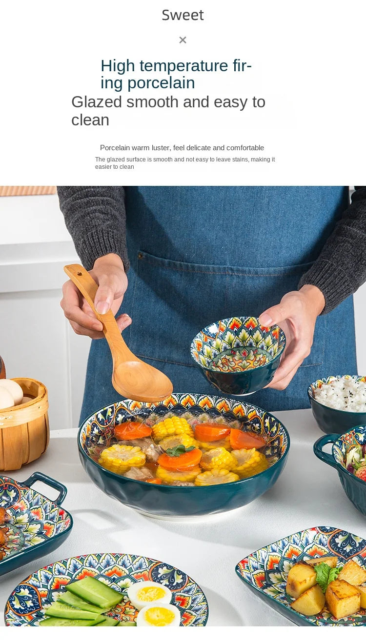 Bohemian Retro pattern Ceramic Dinnerware – Plates & Bowls