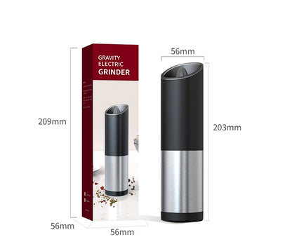 Electric Salt & Pepper Grinder – Gravity Automatic Spice Mill with LED Light