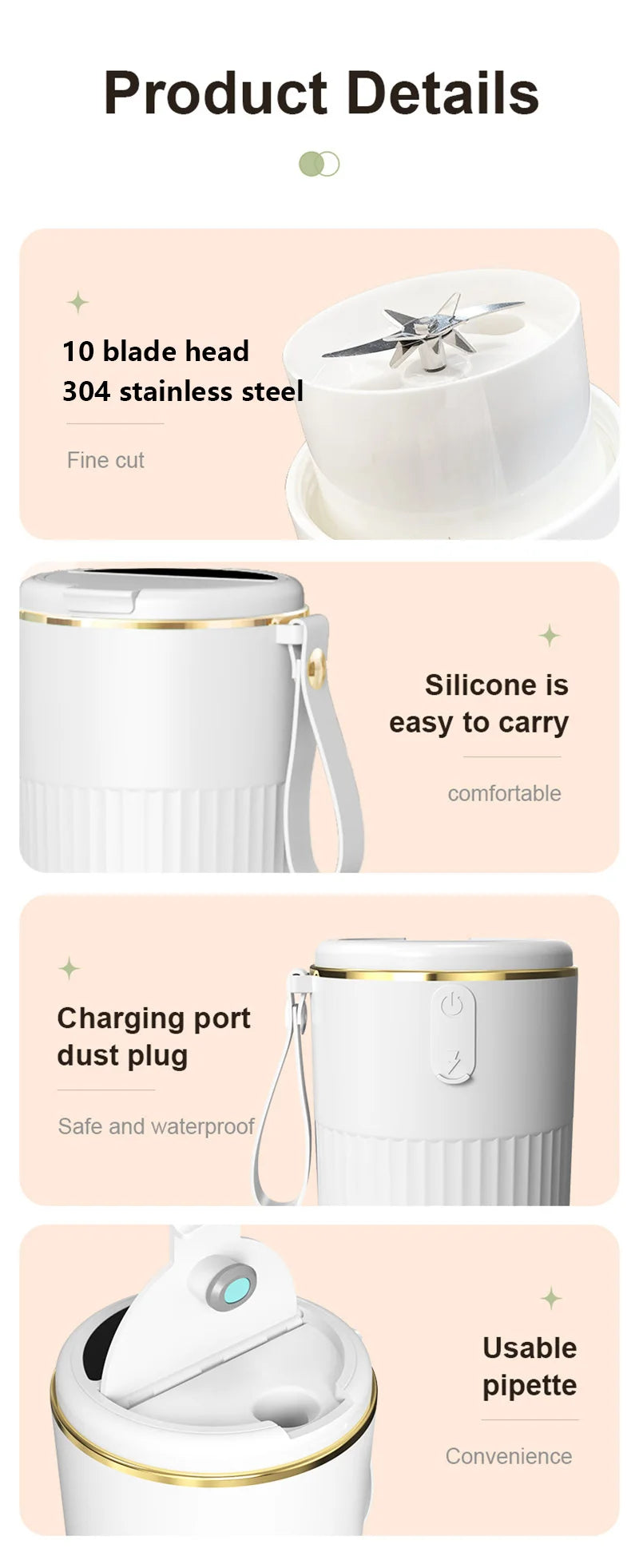 Powerful Portable Blender smoothies / Juicer travel cup Rechargeable Lcd Display