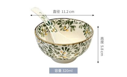 Beautiful vintage floral Hand-Painted Ceramic Bowl with gold rim