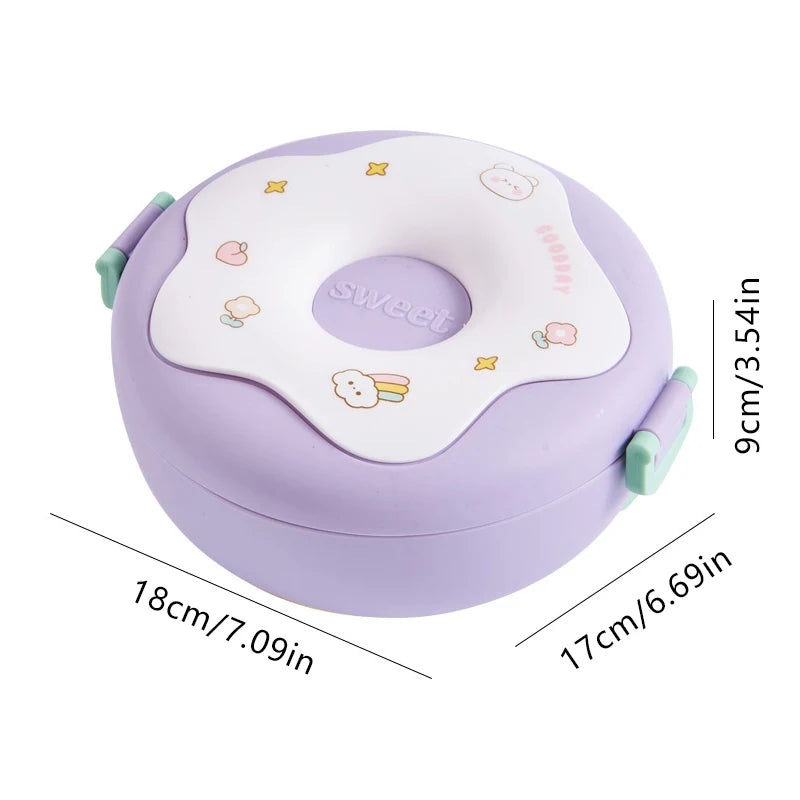 Cute Donut Shape Lunch Box – 3 Compartments