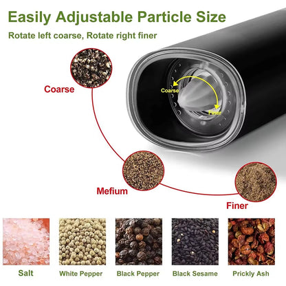 Electric Salt & Pepper Grinder – Gravity Automatic Spice Mill with LED Light