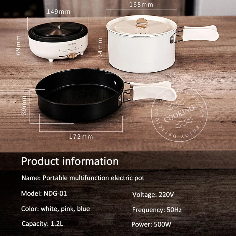 .2L Foldable Electric Cooking Pot – Portable Multifunctional Hot Pot Cooker