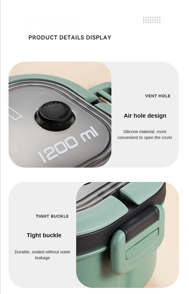 Best selling!! 2-Layer Bento Lunch Box with Fork & Spoon Set | Leakproof High-Capacity Food Storage