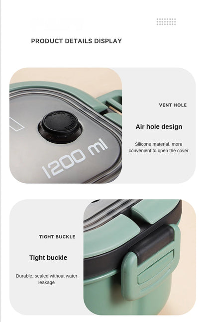 Best selling!! 2-Layer Bento Lunch Box with Fork & Spoon Set | Leakproof High-Capacity Food Storage