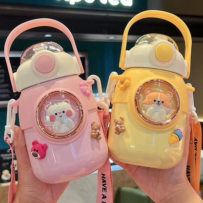 Thermos bottle-Thermal Insulated Bottle with build-n straw and strap