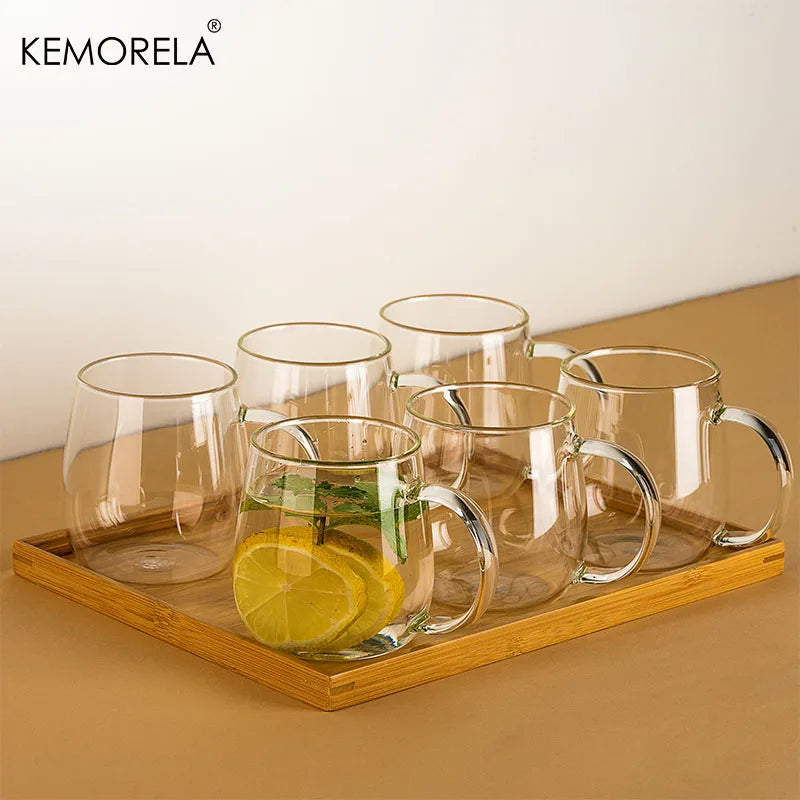 1/2/4PCS Set Glass with Handle – Transparent Glasses for Hot & Cold Beverages