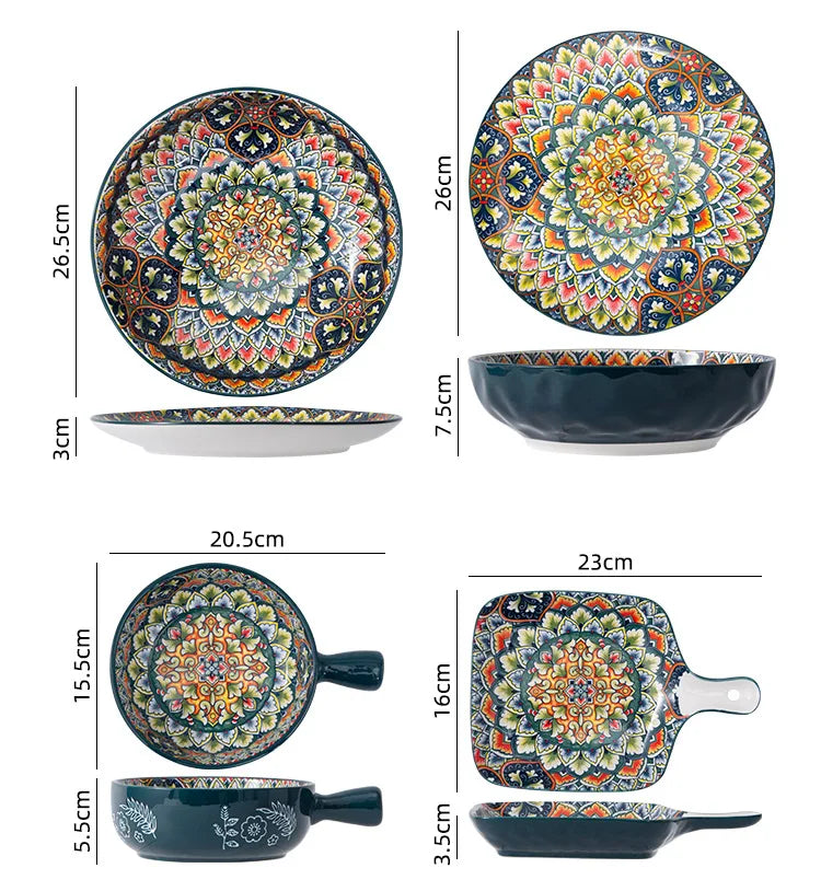 Bohemian Retro pattern Ceramic Dinnerware – Plates & Bowls
