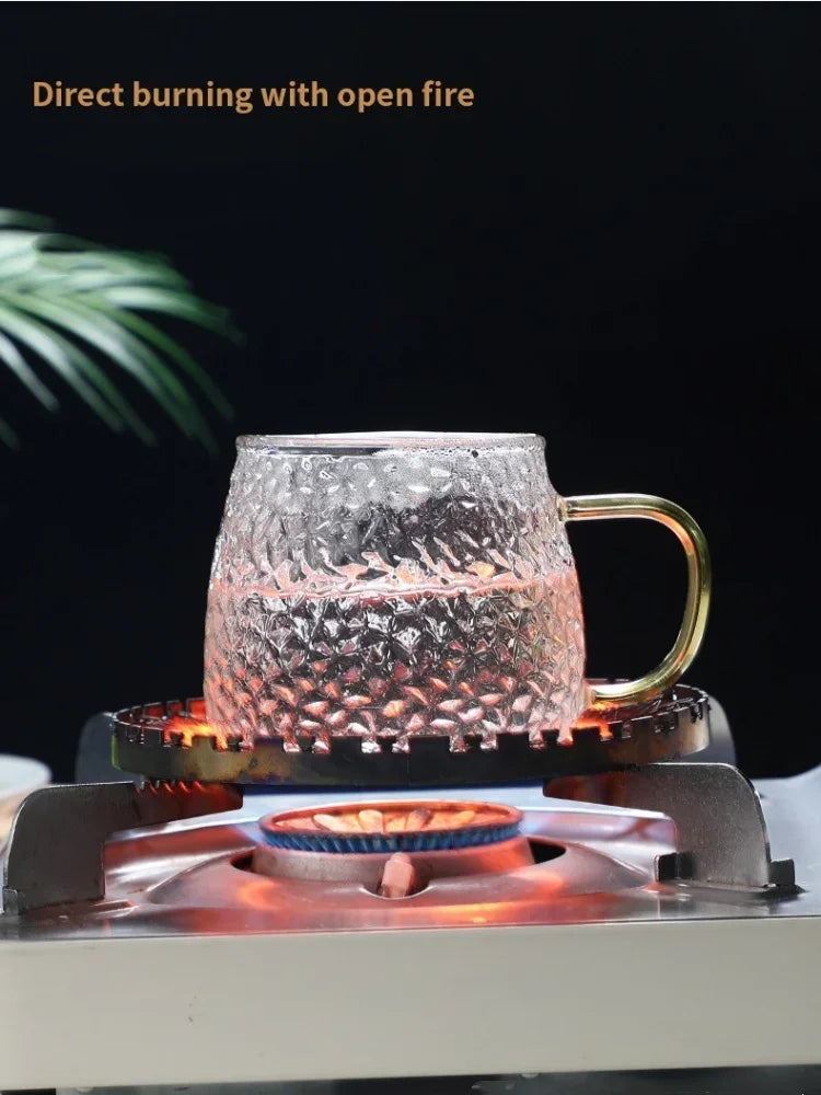 350ml / 400ml Hammer Pattern Coffee & Tea Cup – Heat Resistant Glass Mug