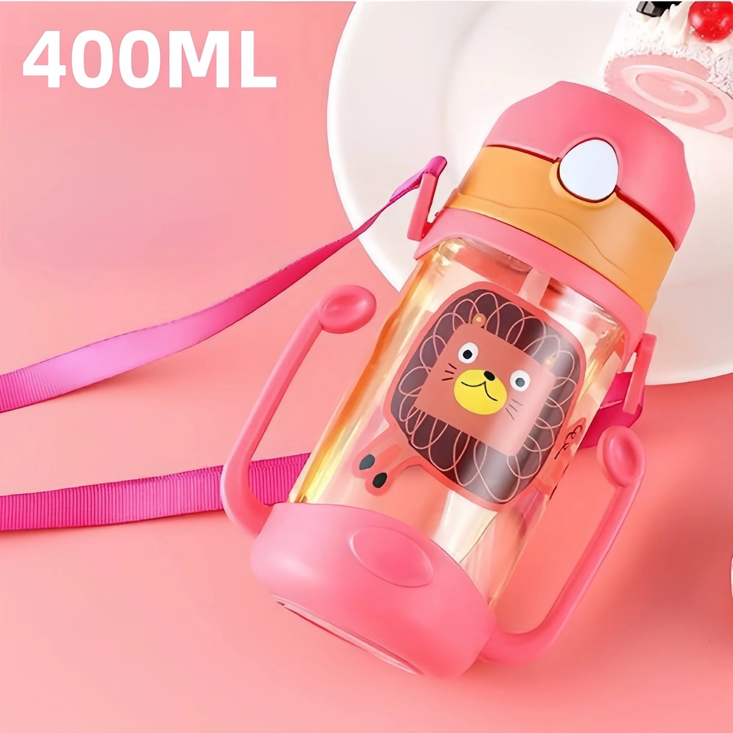 400ml Kids Water Sippy Cup – Portable Children’s Water Bottle with Straw & Handle