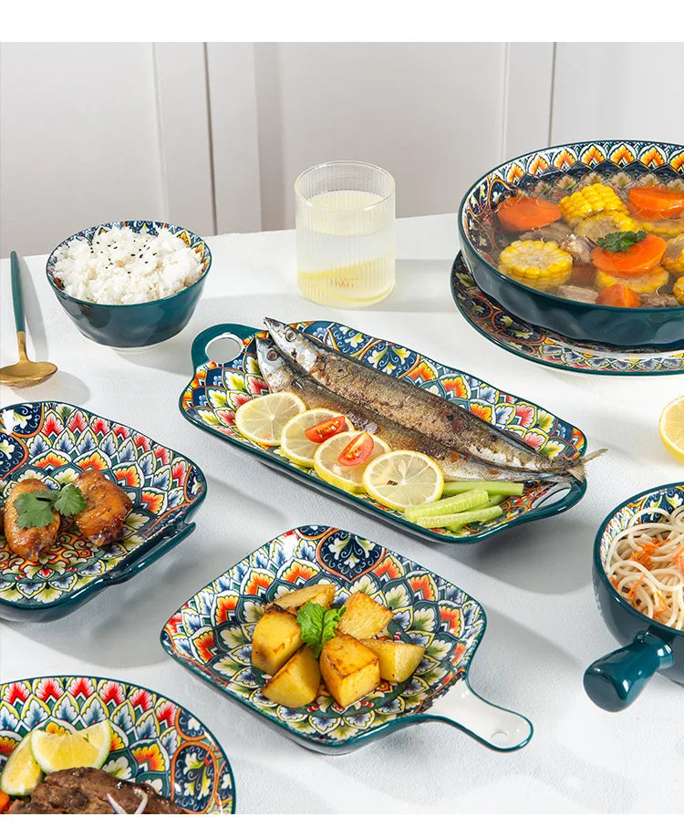 Bohemian Retro pattern Ceramic Dinnerware – Plates & Bowls
