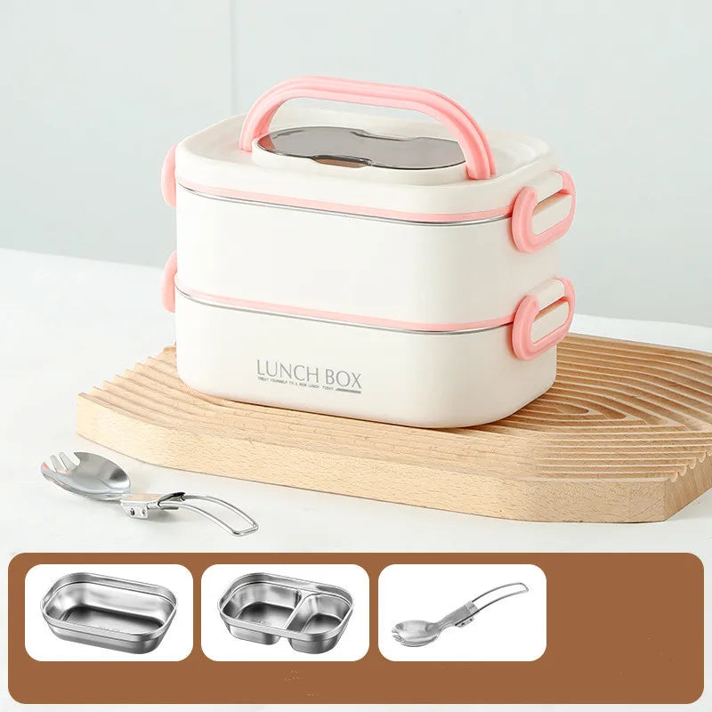 1500ml Double Layers Lunch Box With Insulation Bag Leak-Proof Bento Box