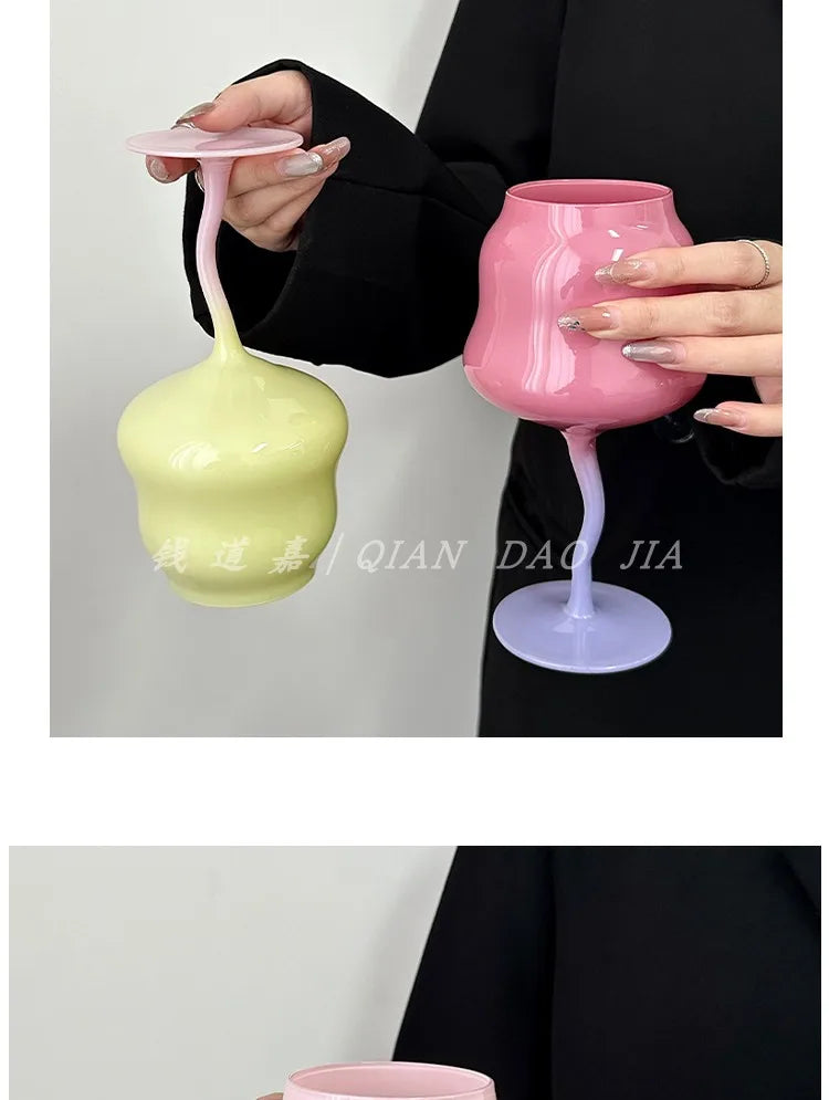 Cute & Creative Macaron Colored Glass – High-Footed Aesthetic cocktails glass  🌸✨