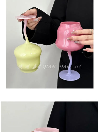 Cute & Creative Macaron Colored Glass – High-Footed Aesthetic cocktails glass  🌸✨