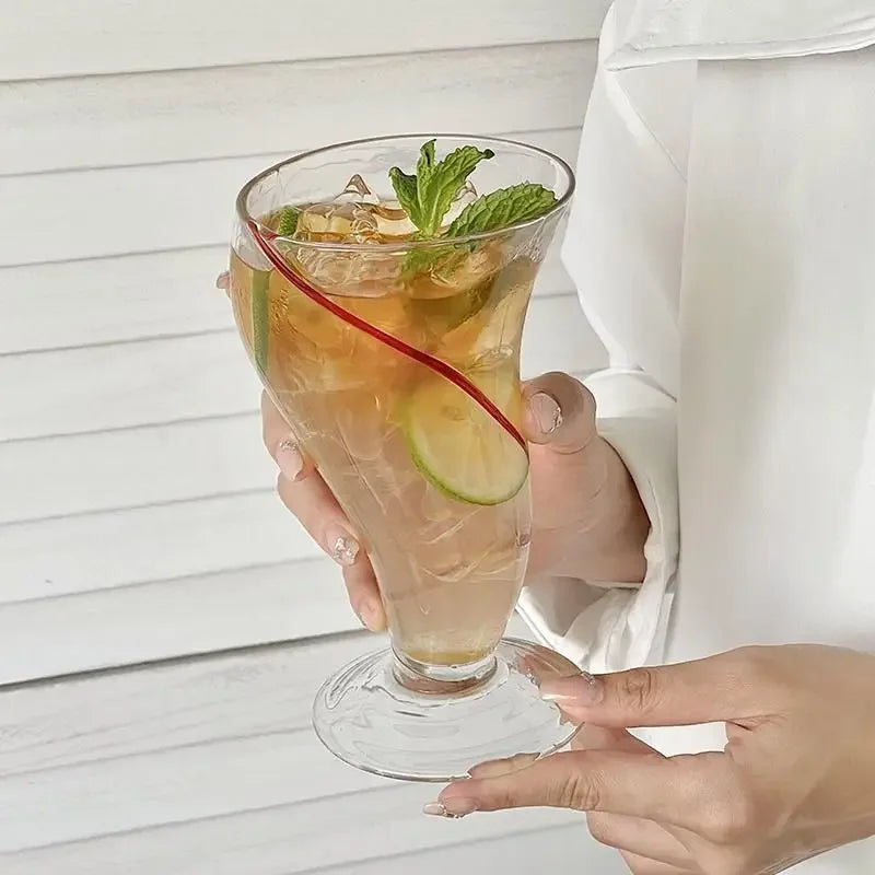 Premium Creative Design Glass Cup – 470ml Unique Drinkware