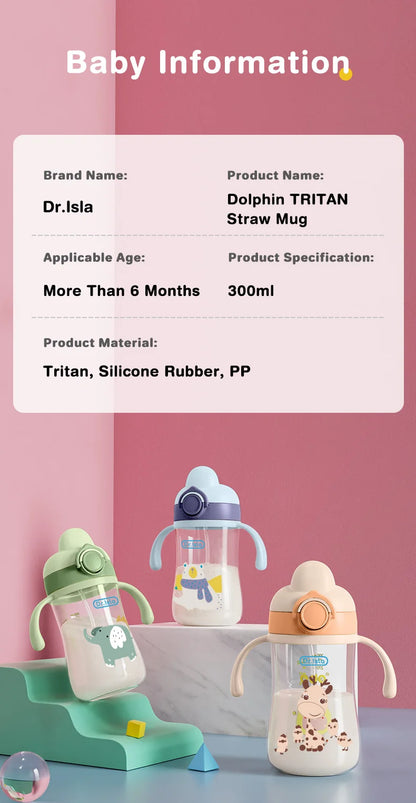 Portable Baby Water Bottle 300ml – Baby Feeding Cup with Straw