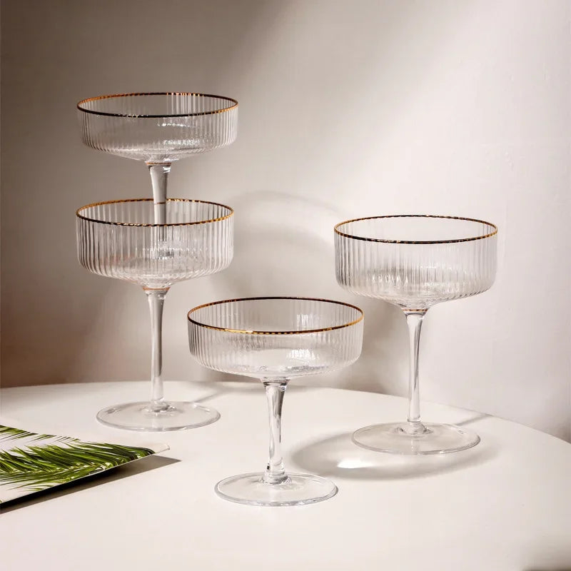 Elegant Cocktail Martini Glass with Gold Rim – Drinkware or Dessert Cup