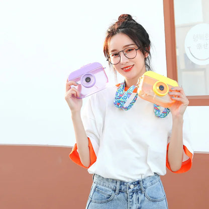 Cute Camera Shaped Water Bottle with Straw & Crossbody Strap