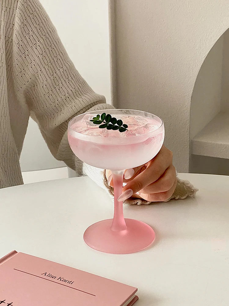 Pink Frosted Highball Glass – Elegant Cocktail & Champagne Glass