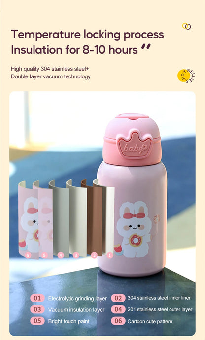 500ML Kids Thermos Bottle with Strap & Carry Bag