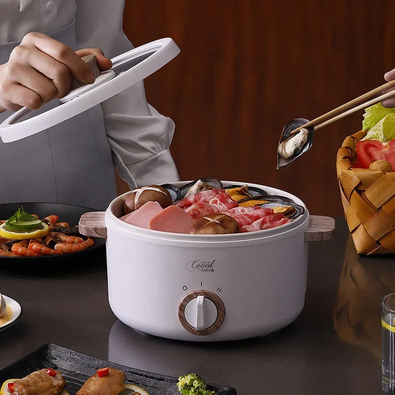 1.5L Multifunction Mini Electric Cooking Hot Pot with Food Steamer