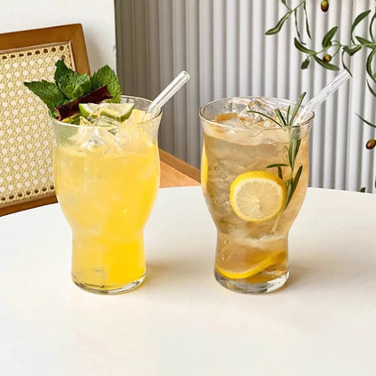 400ml Trendy Wide-Mouth Glass Cup with Straw – Multipurpose Drinkware