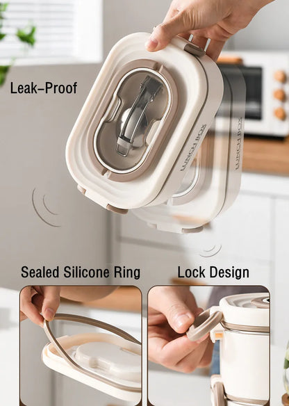 1500ml Double Layers Lunch Box With Insulation Bag Leak-Proof Bento Box