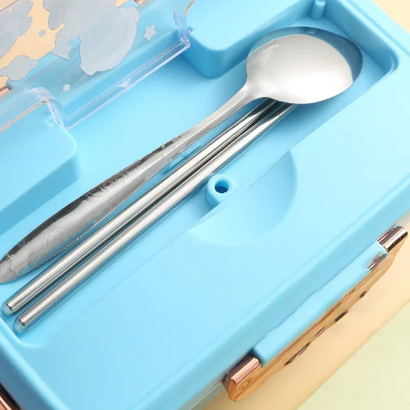 Cute Kids Lunch Box with multiple Compartments and cutlery set