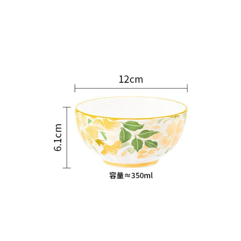 Hand-Painted floral design Ceramic - soup - snack- dessert Bowl