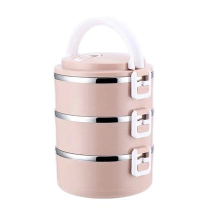 Multi-layer Thermal Lunch Box Stackable Round Metal Stainless Steel container