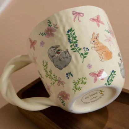 Cute Ceramic Cup with Creative Fried Dough Twist Handle