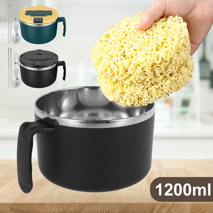 Microwave Ramen Noodle Bowl with Spoon Chopsticks BPA Free Ramen Cooker Bowl