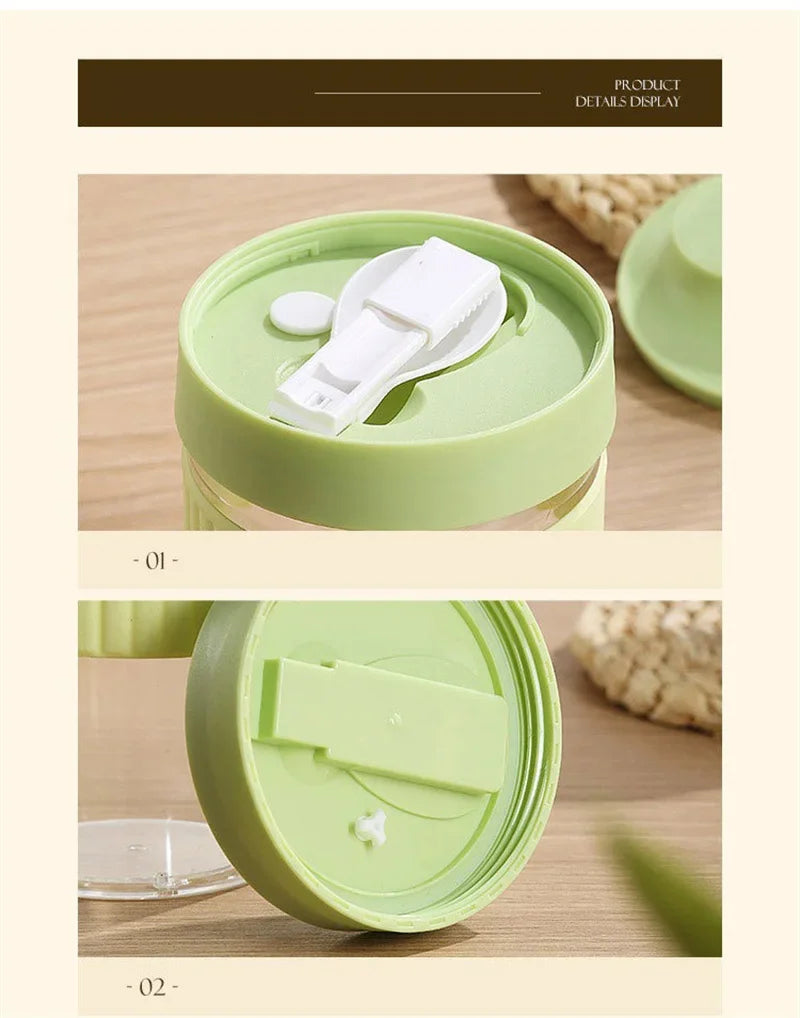 Portable Breakfast Cup with Spoon — Oatmeal, Cereal, Yogurt- On-the-Go Food Container