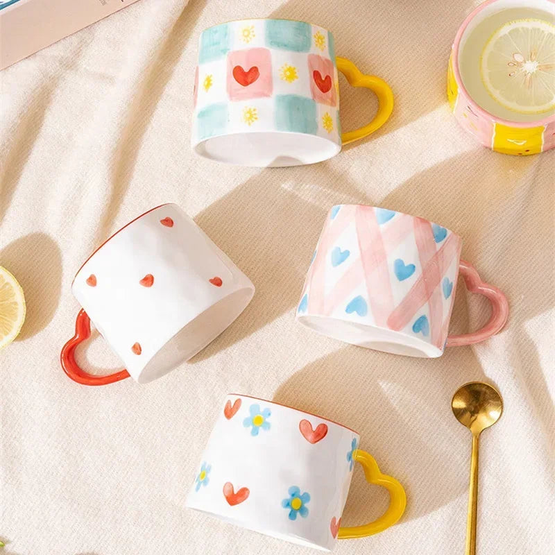 Cute Heart Shaped Ceramic Mug – 400ml