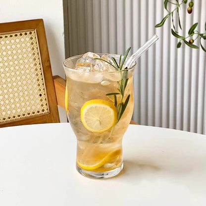 400ml Trendy Wide-Mouth Glass Cup with Straw – Multipurpose Drinkware