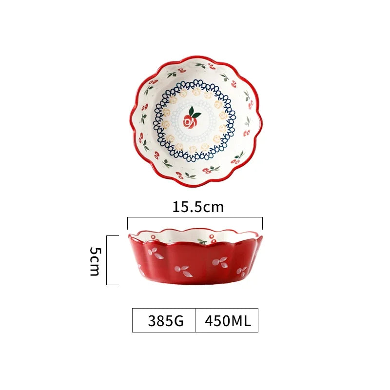 Cute Cherry design Ceramic Bowl – Salad, Fruit & Dessert Bowl