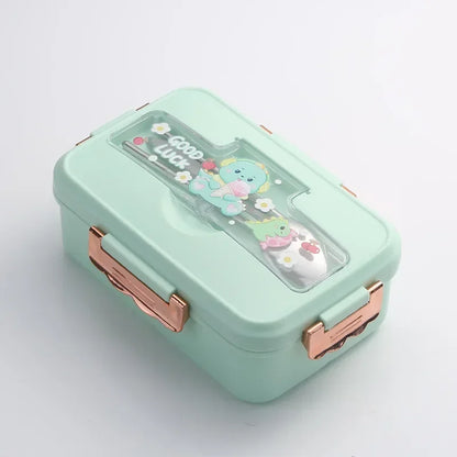 Cute Kids Lunch Box with multiple Compartments and cutlery set