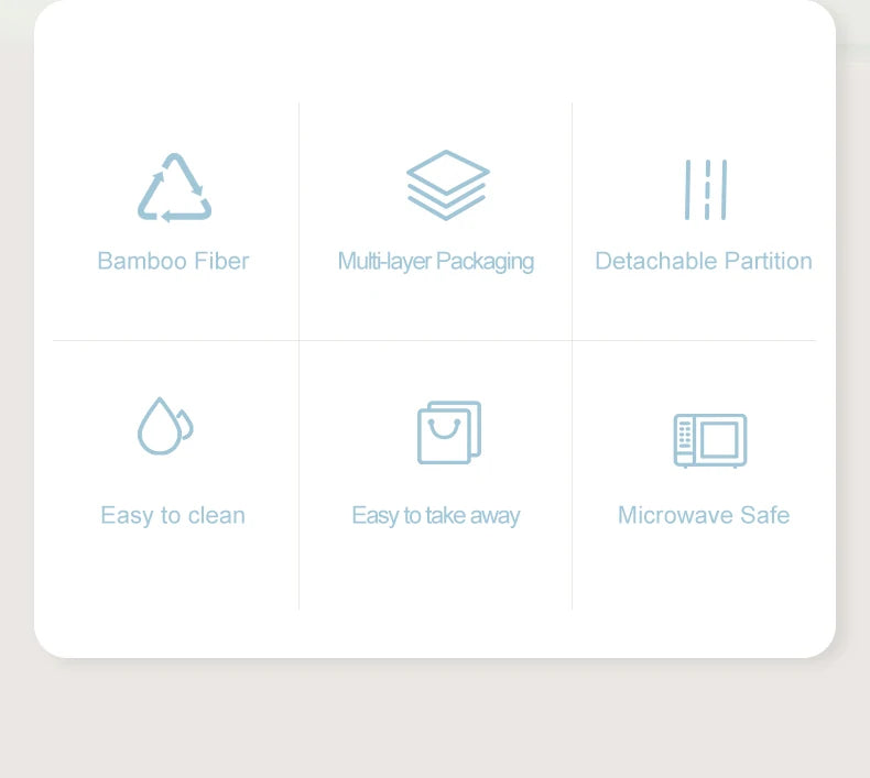 Eco-friendly Bamboo Fiber Lunch Box 3in1 Double Layer