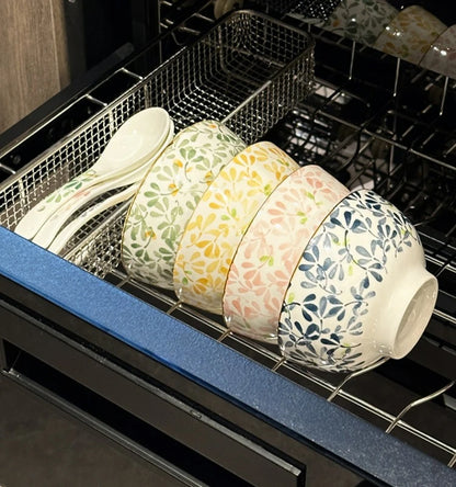 Beautiful vintage floral Hand-Painted Ceramic Bowl with gold rim