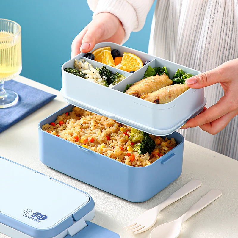 Eco-friendly Bamboo Fiber Lunch Box 3in1 Double Layer