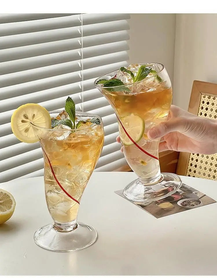 Premium Creative Design Glass Cup – 470ml Unique Drinkware