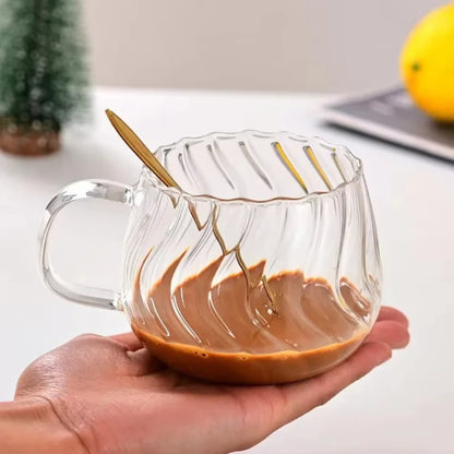 400ml High Borosilicate Glass Cup – Creative Striped Pumpkin-Shaped Mug