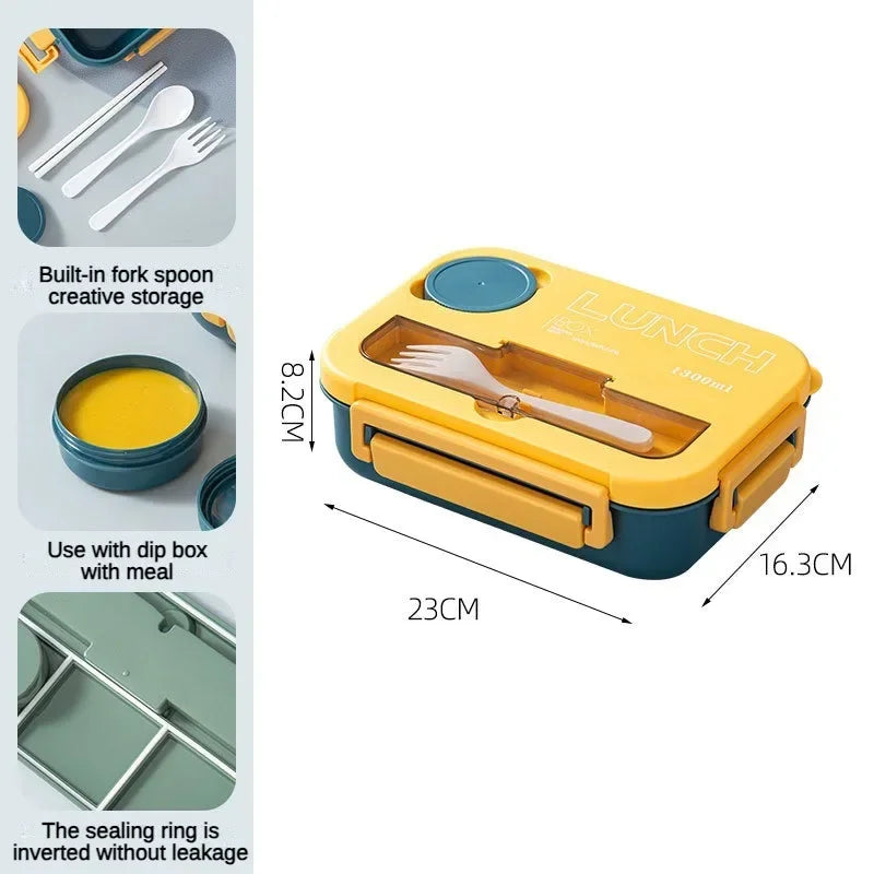 1300ML- Lunch Box with 4 Compartments – Leakproof Bento Lunchbox