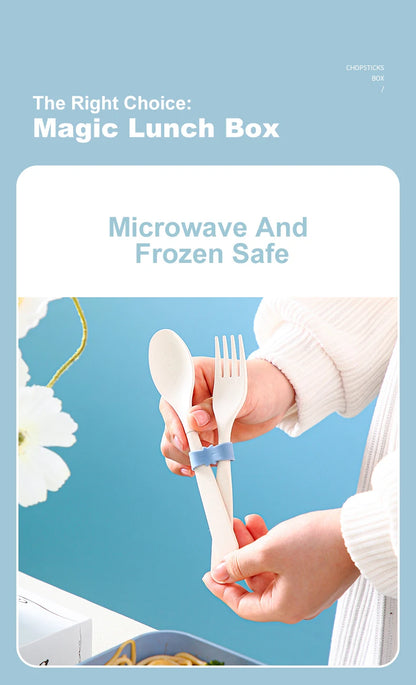 Eco-friendly Bamboo Fiber Lunch Box 3in1 Double Layer