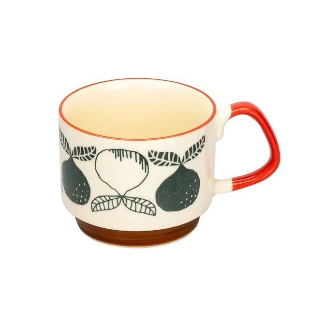 300ml Floral Geometric Retro Style Ceramic Coffee Mug