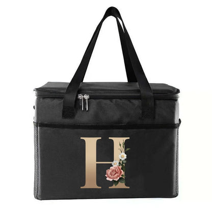 personalized gold letter printing picnic Bag Portable Lunch Bags Insulated Cooler Bag